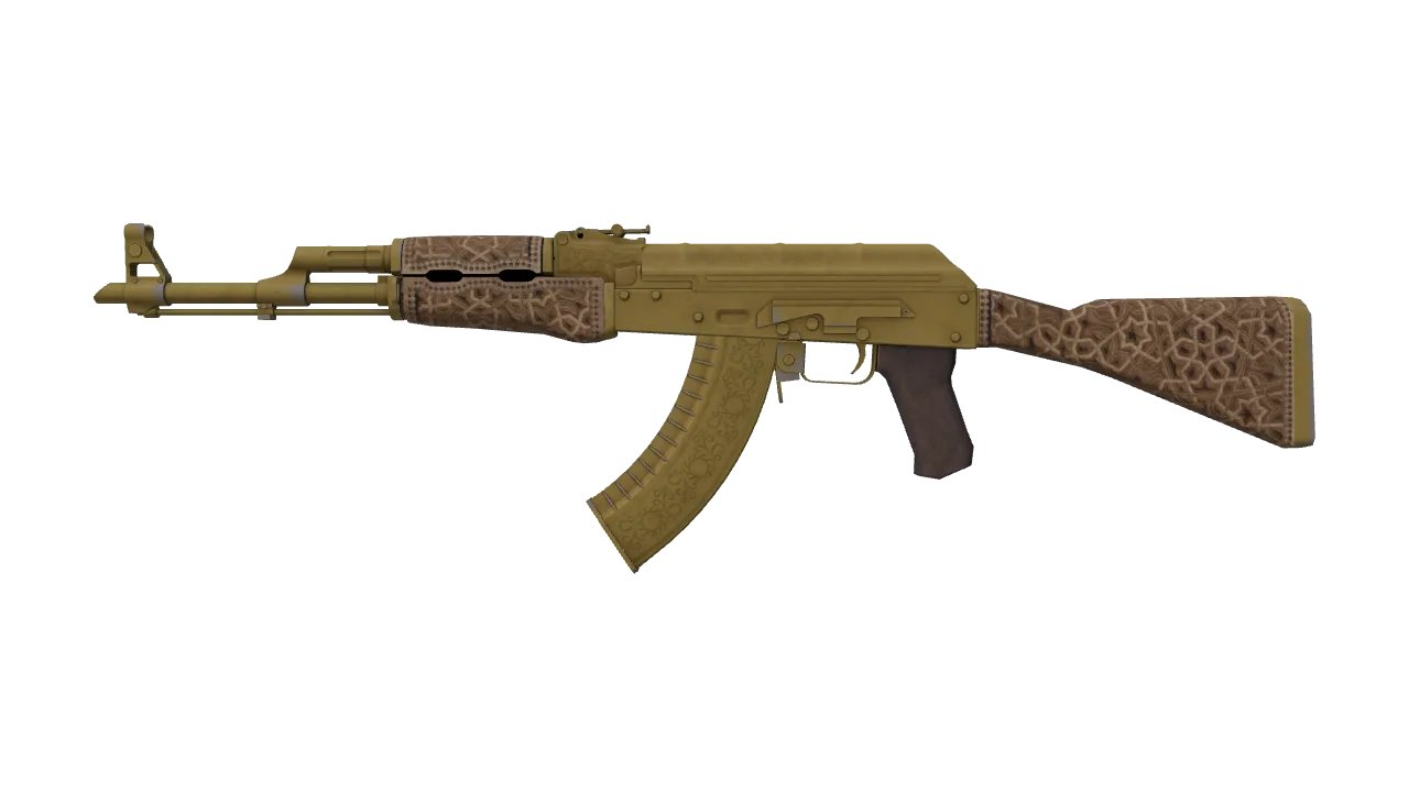AK-47 | Gold Arabesque (Battle-Scarred) — Dust II light, front