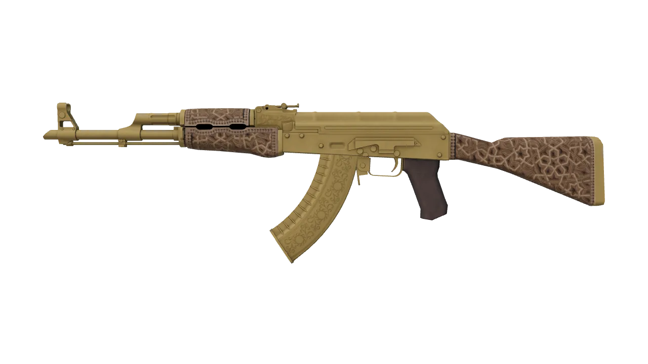 AK-47 | Gold Arabesque (Field-Tested) — Dust II light, front