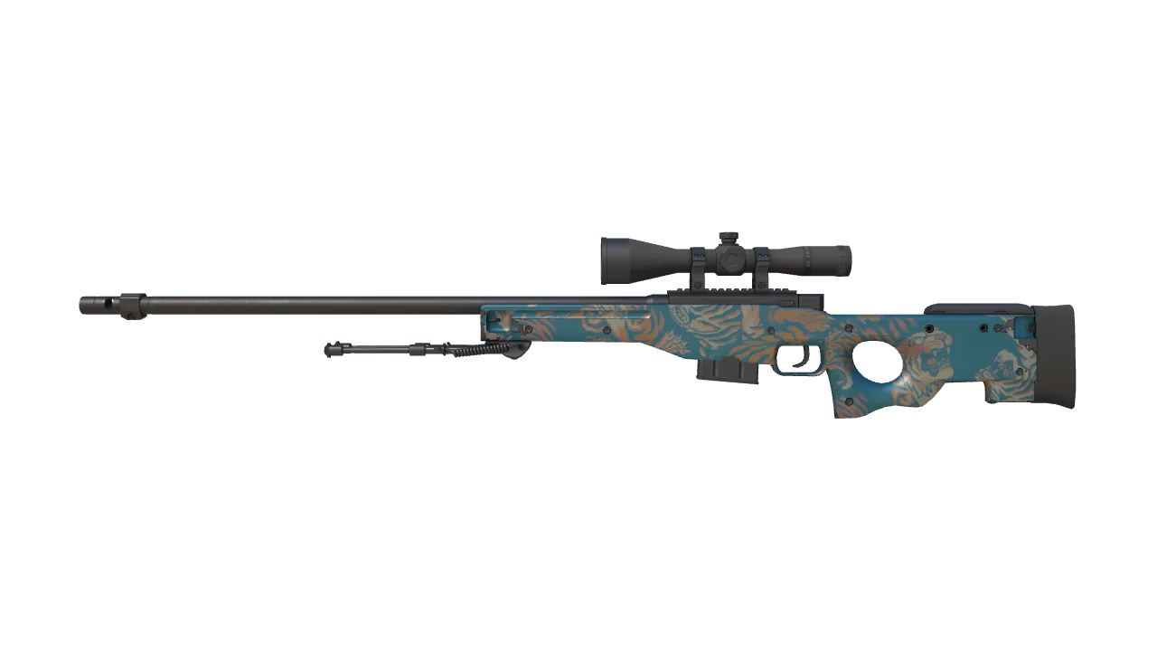 AWP | Silk Tiger (Minimal Wear) — Dust II light, front