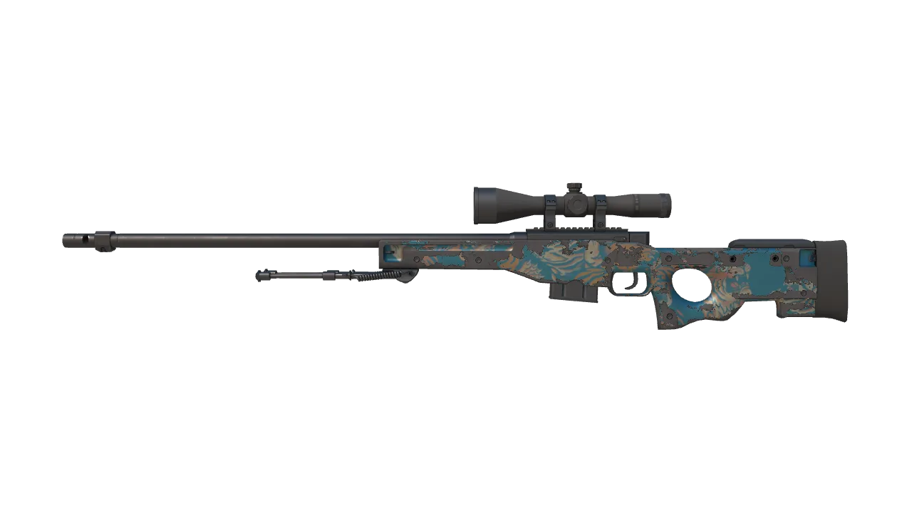 AWP | Silk Tiger (Well-Worn) — Dust II light, front
