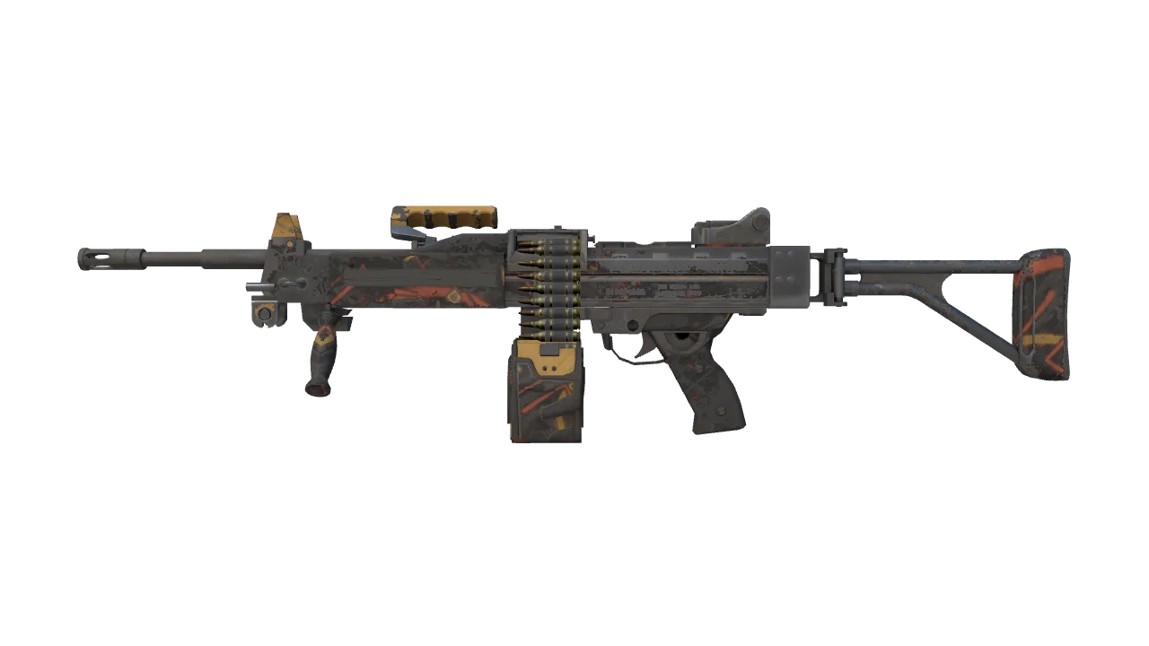 Negev | Infrastructure (Battle-Scarred) — Dust II light, front