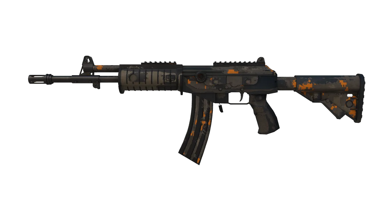 StatTrak™ Galil AR | Orange DDPAT (Battle-Scarred) — Dust II light, front