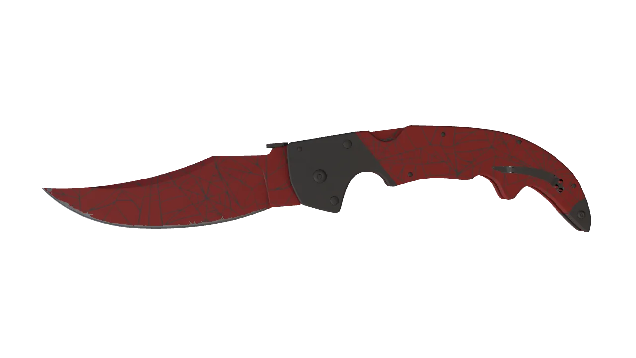★ Falchion Knife | Crimson Web (Minimal Wear) — Dust II light, front