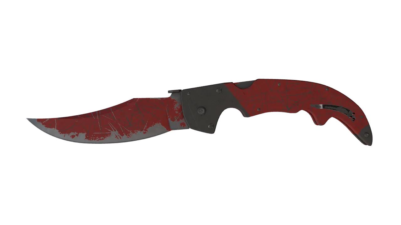 ★ Falchion Knife | Crimson Web (Well-Worn) — Dust II light, front