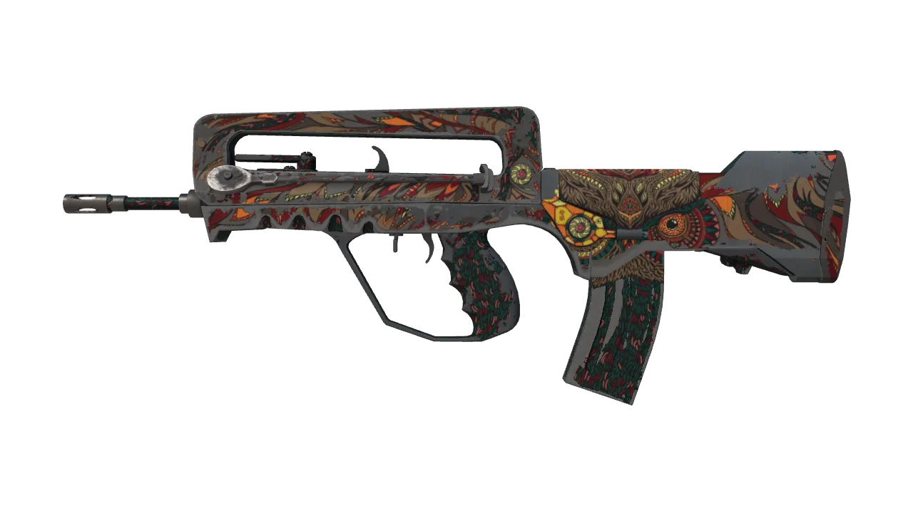 StatTrak™ FAMAS | Eye of Athena (Battle-Scarred) — Dust II light, front