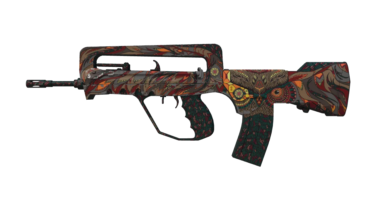 FAMAS | Eye of Athena (Minimal Wear) — Dust II light, front