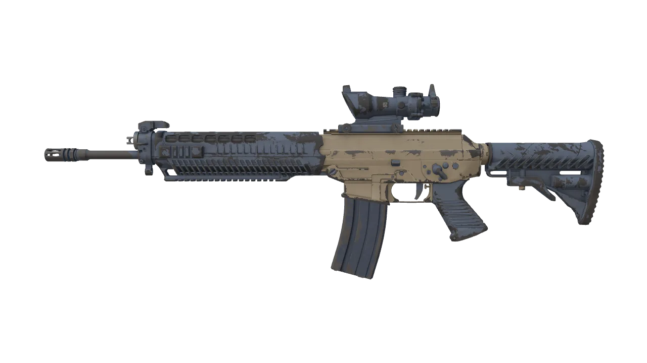 SG 553 | Tornado (Well-Worn) — Dust II light, front