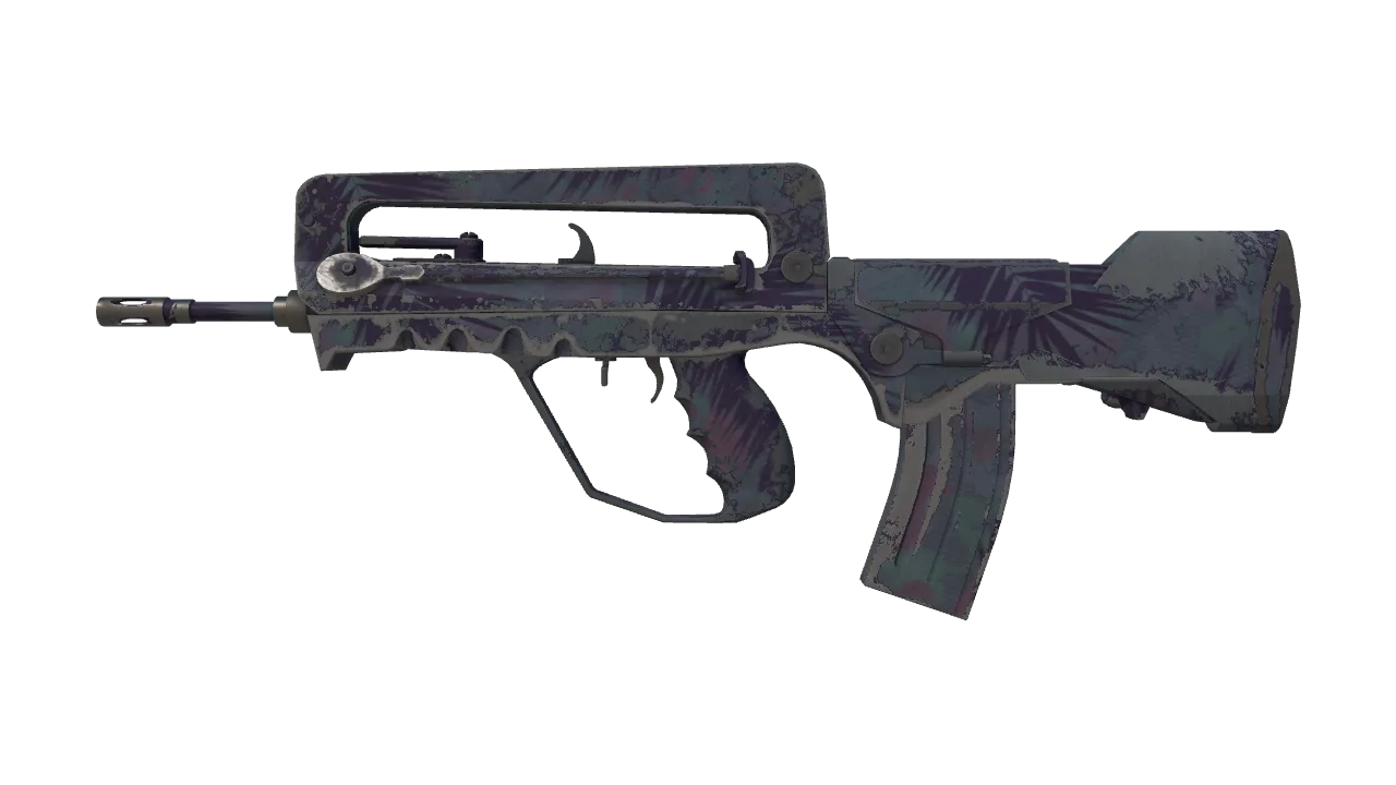 Souvenir FAMAS | Sundown (Well-Worn) — Dust II light, front