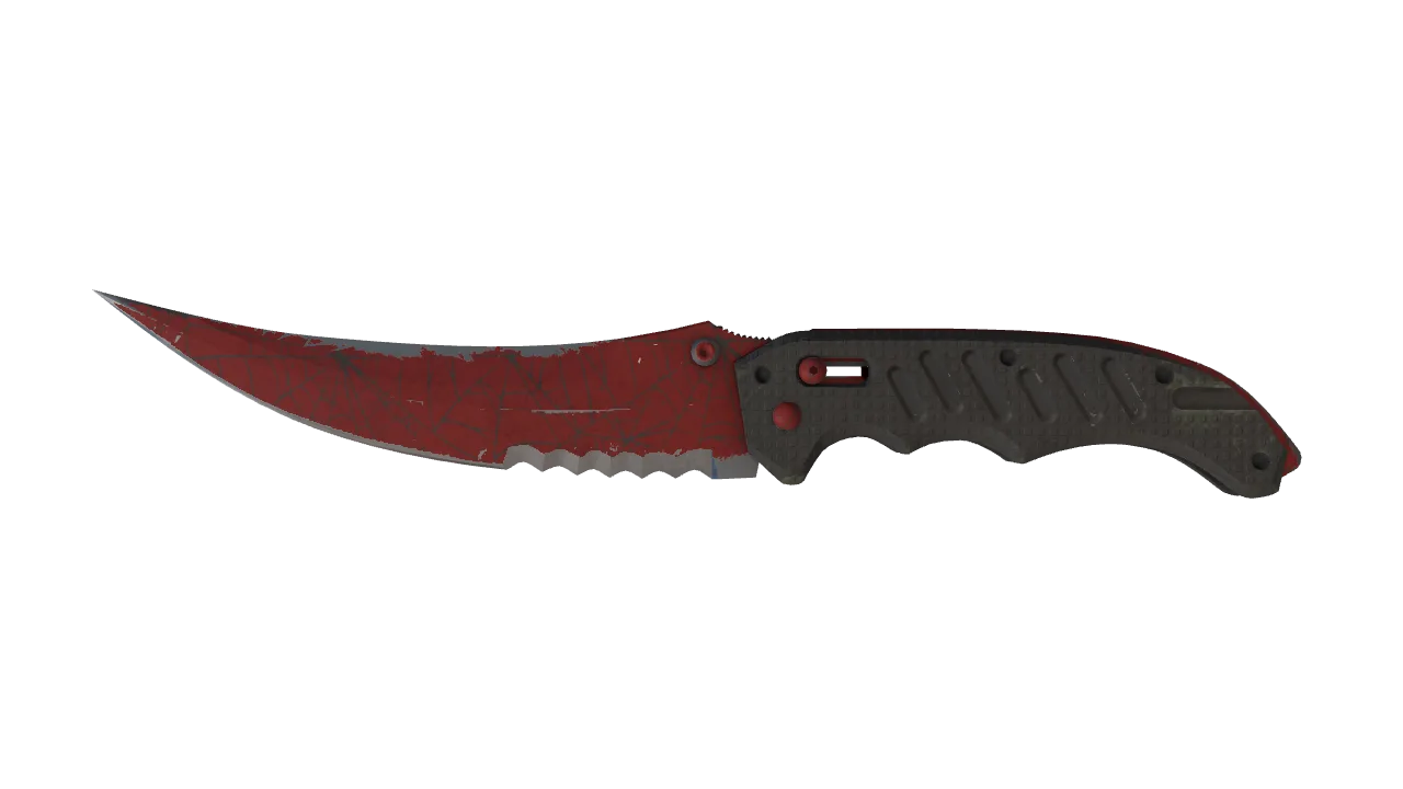 ★ Flip Knife | Crimson Web (Well-Worn) — Dust II light, front