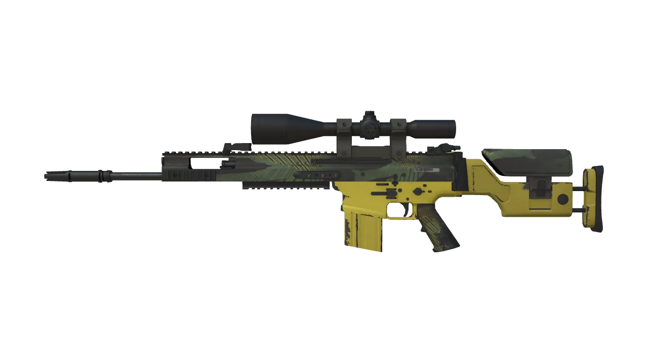 SCAR-20 | Jungle Slipstream (Minimal Wear) — Dust II light, front