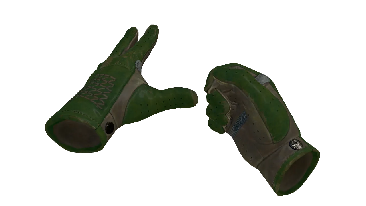 ★ Driver Gloves | Racing Green (Well-Worn) — Dust II light, front