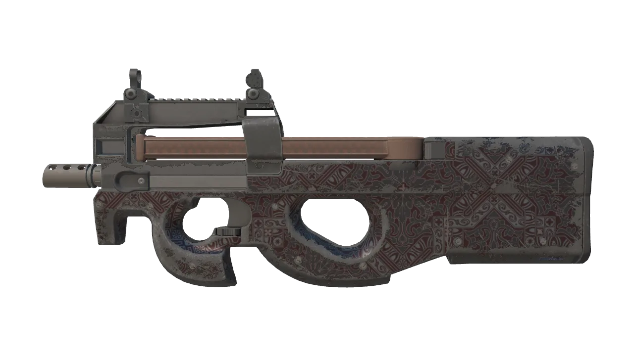 Souvenir P90 | Baroque Red (Well-Worn) — Dust II light, front