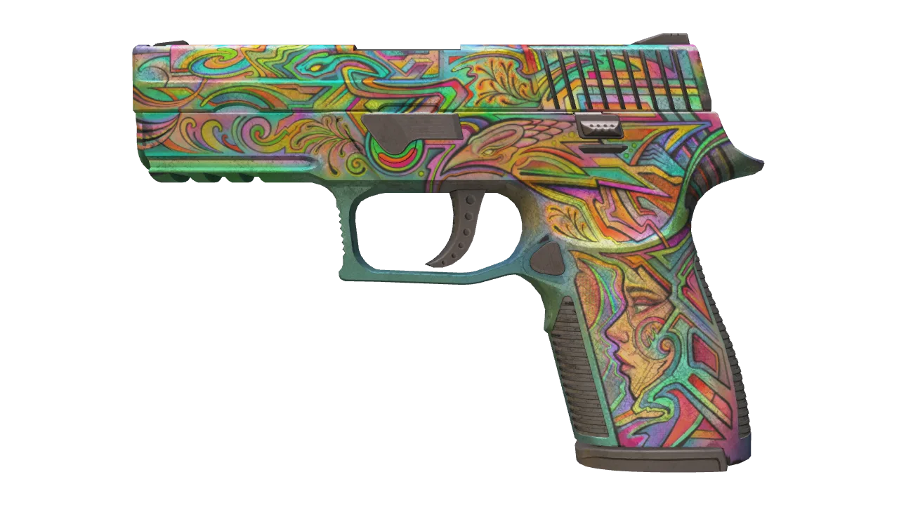 P250 | Visions (Battle-Scarred) — Dust II light, front