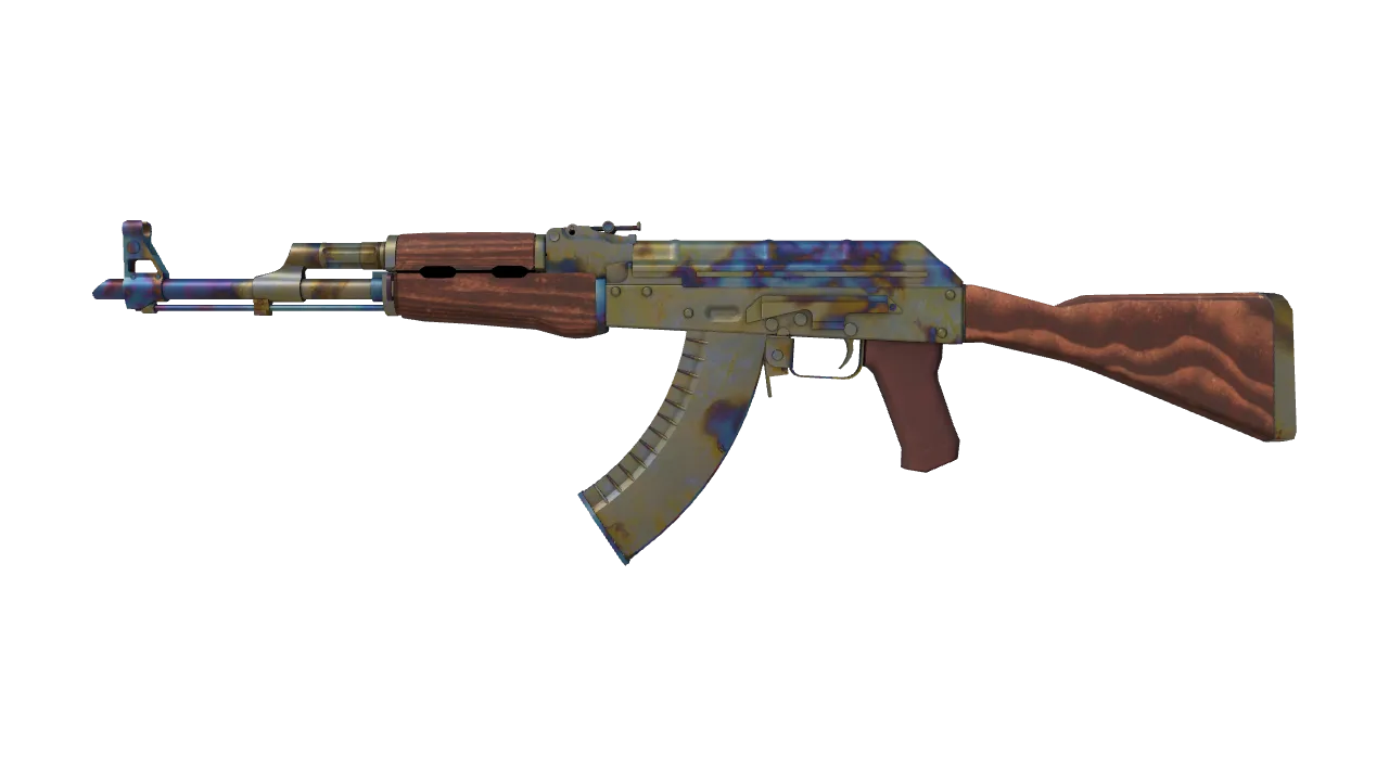 Souvenir AK-47 | Case Hardened (Minimal Wear) — Dust II light, front