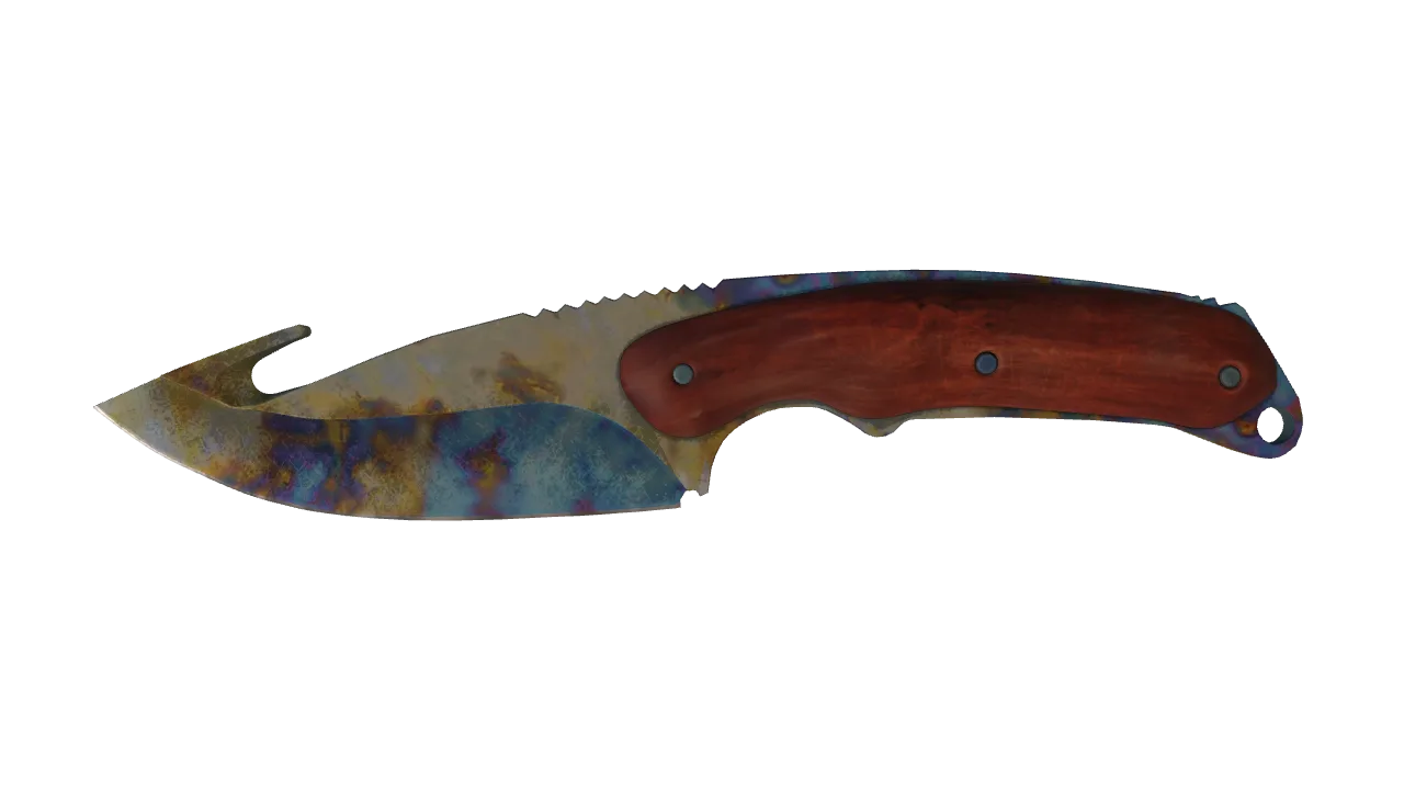 ★ Gut Knife | Case Hardened (Battle-Scarred) — Dust II light, front