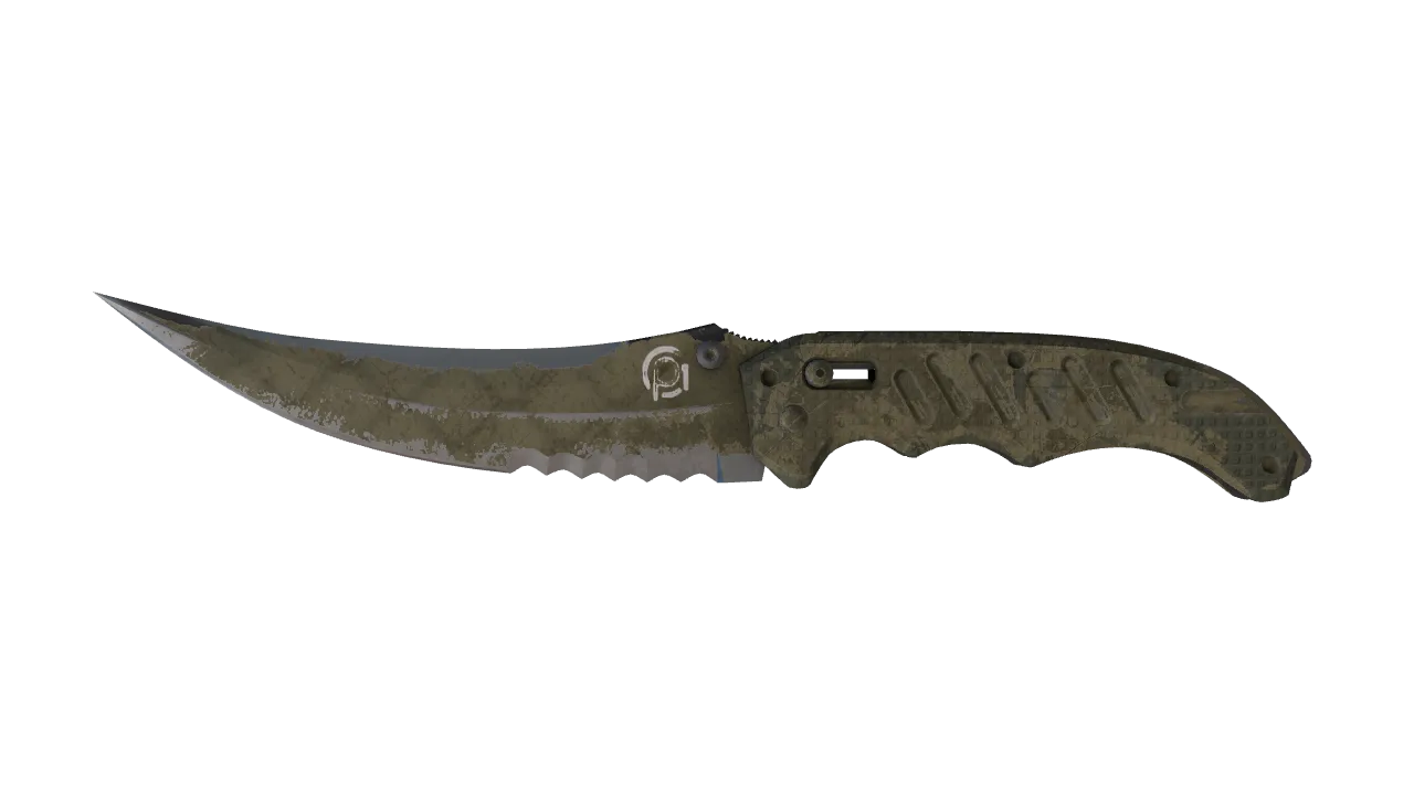 ★ Flip Knife | Safari Mesh (Battle-Scarred) — Dust II light, front