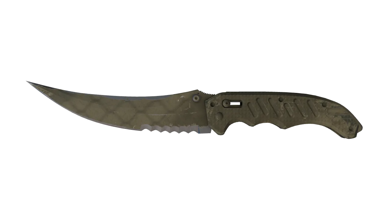★ Flip Knife | Safari Mesh (Well-Worn) — Dust II light, front