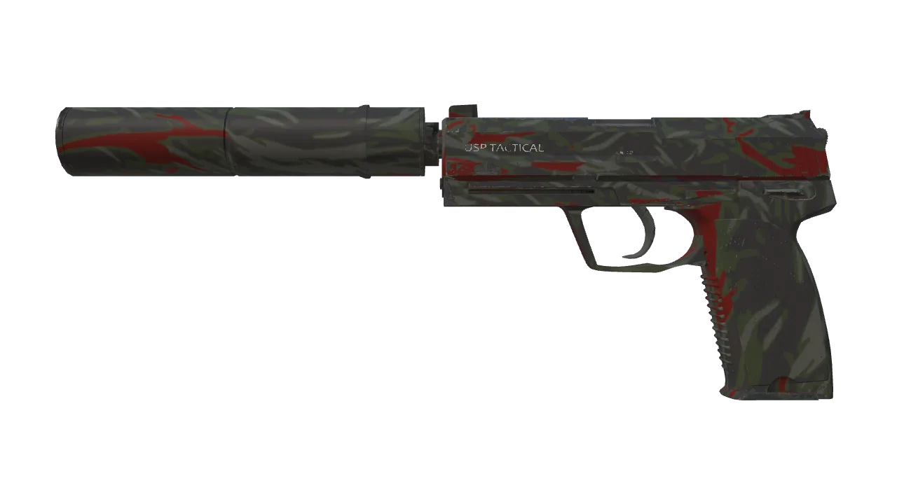 USP-S | Blood Tiger (Minimal Wear) — Dust II light, front