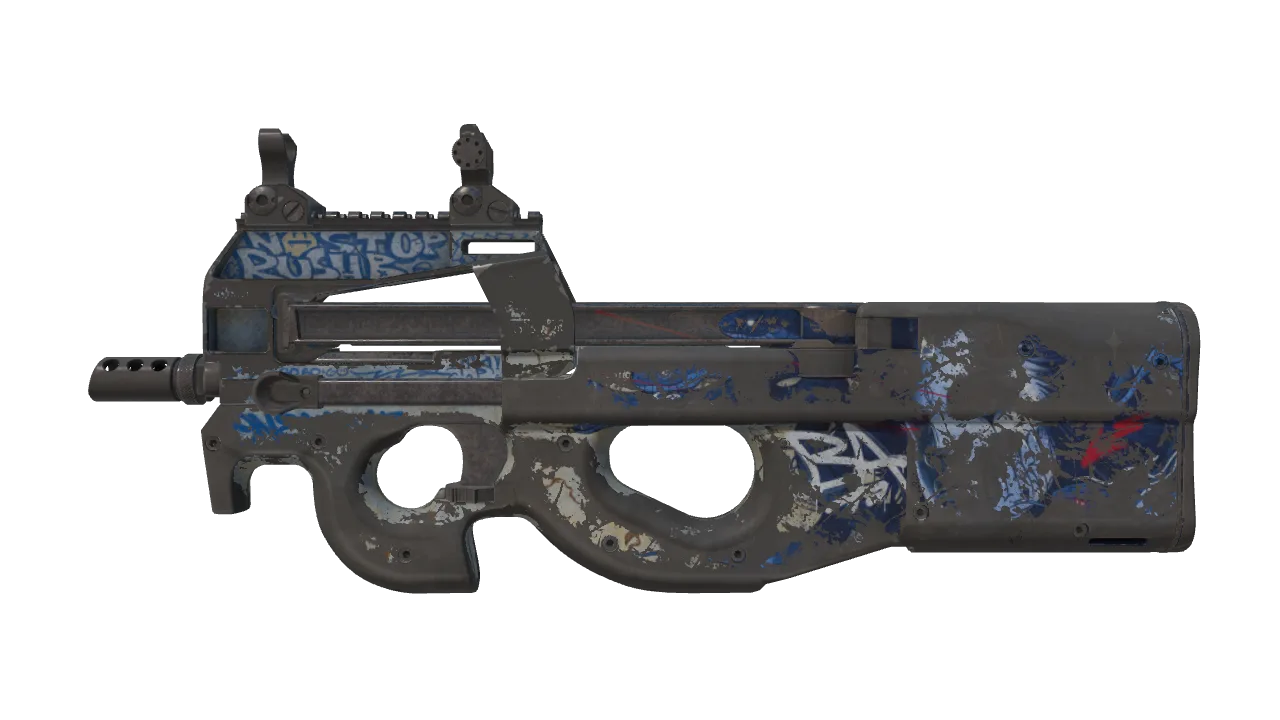StatTrak™ P90 | Deathgaze (Battle-Scarred) — Dust II light, front