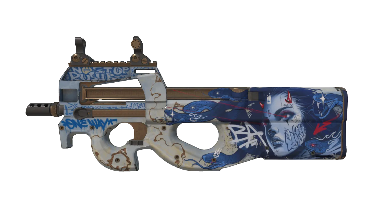 Souvenir P90 | Deathgaze (Minimal Wear) — Dust II light, front