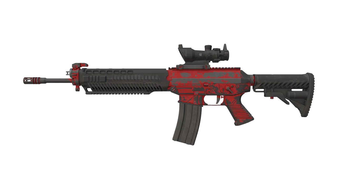 Souvenir SG 553 | Candy Apple (Battle-Scarred) — Dust II light, front