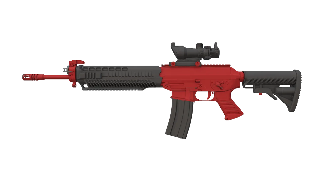 Souvenir SG 553 | Candy Apple (Minimal Wear) — Dust II light, front