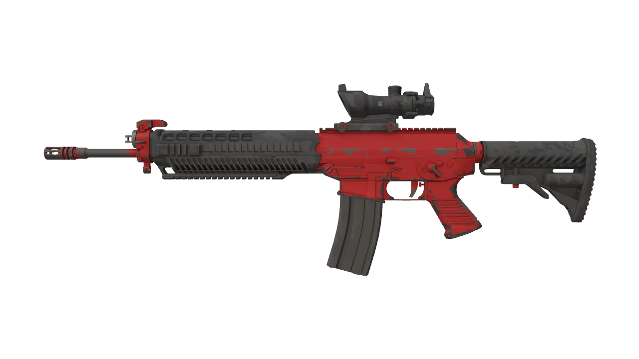 Souvenir SG 553 | Candy Apple (Well-Worn) — Dust II light, front