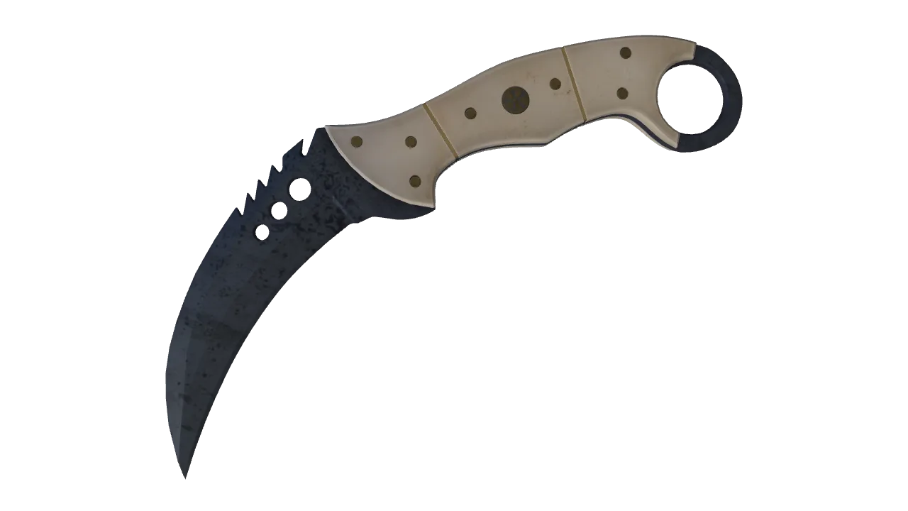StatTrak™ ★ Talon Knife | Blue Steel (Well-Worn) — Dust II light, front