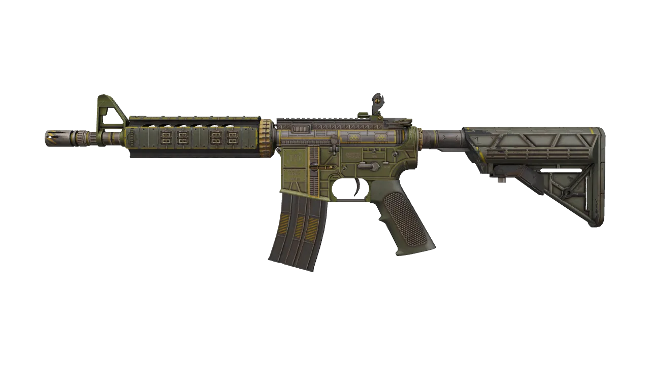 M4A4 | The Battlestar (Field-Tested) — Dust II light, front
