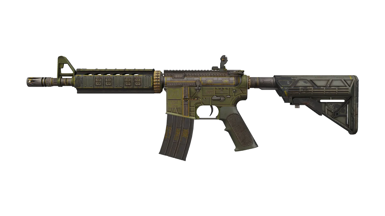 M4A4 | The Battlestar (Well-Worn) — Dust II light, front