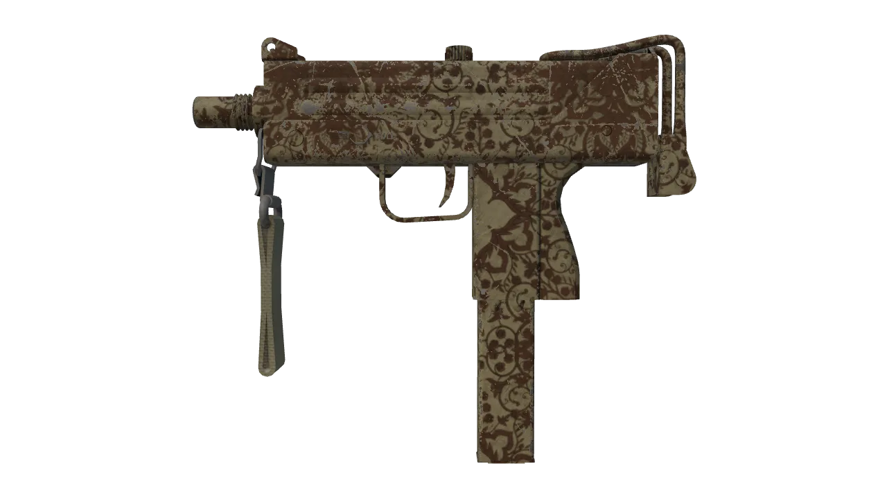 MAC-10 | Sienna Damask (Well-Worn) — Dust II light, front