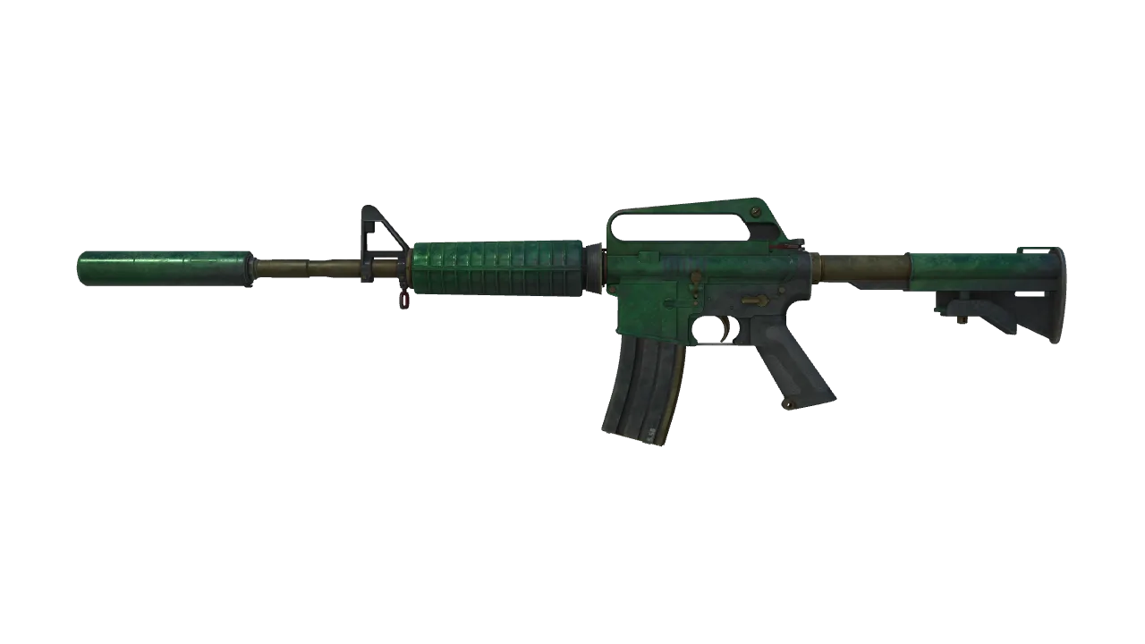 M4A1-S | Electrum (Battle-Scarred) — Dust II light, front