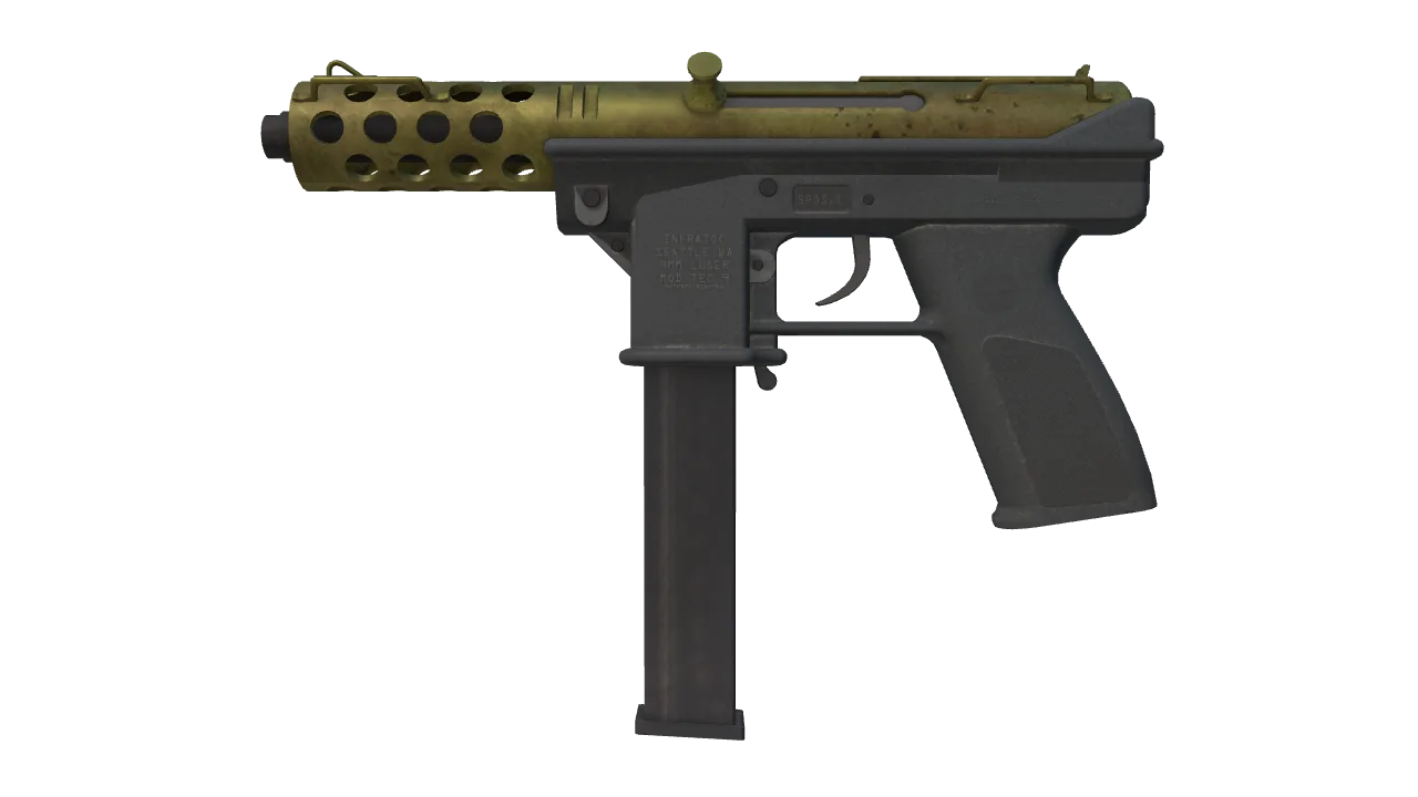 Souvenir Tec-9 | Brass (Field-Tested) — Dust II light, front