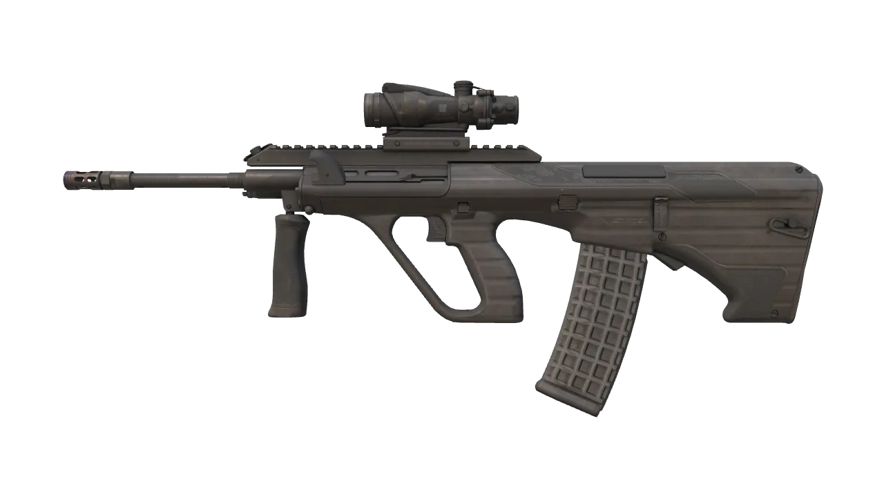 AUG | Steel Sentinel (Battle-Scarred) — Dust II light, front