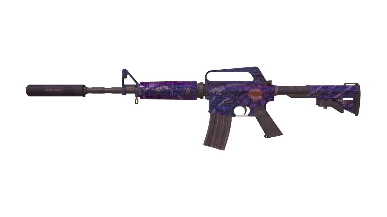 M4A1-S | Black Lotus (Battle-Scarred) — Dust II light, front