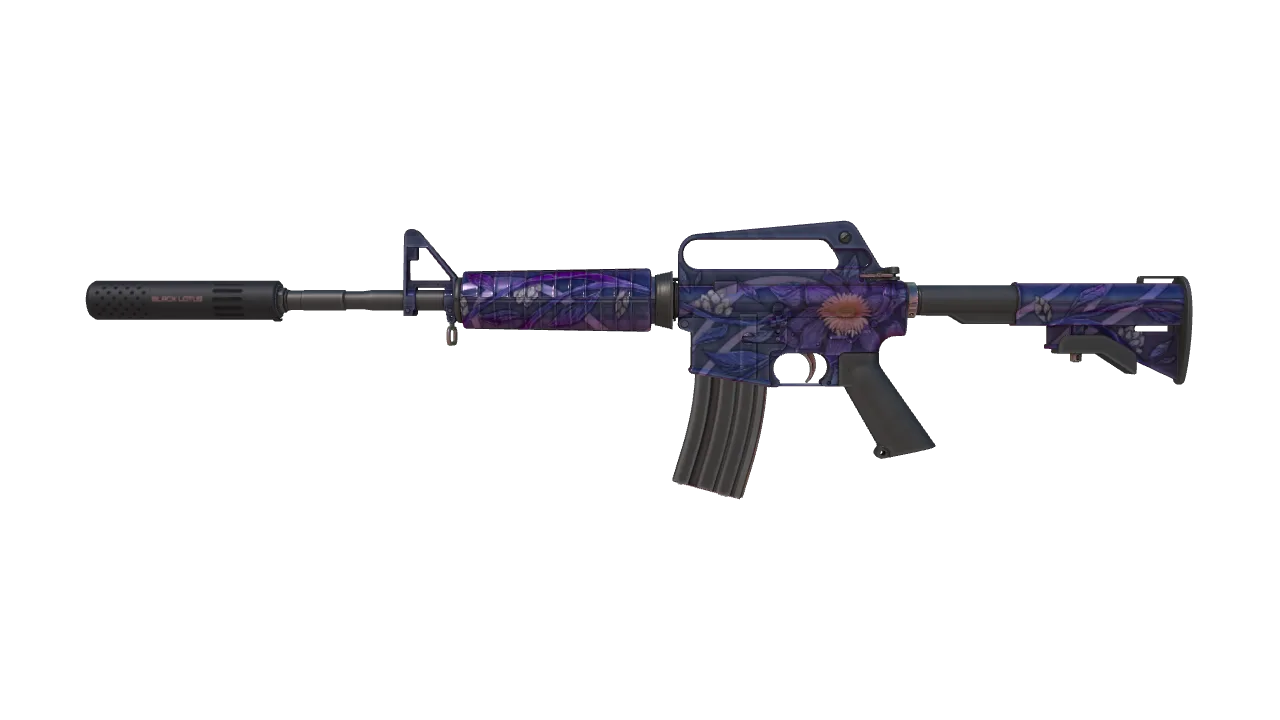 M4A1-S | Black Lotus (Minimal Wear) — Dust II light, front
