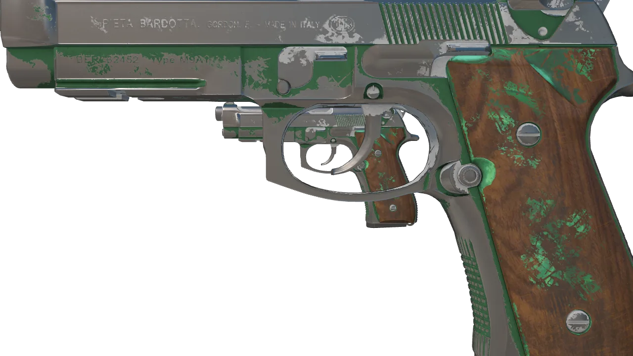Dual Berettas | Polished Malachite (Battle-Scarred) — Dust II light, front