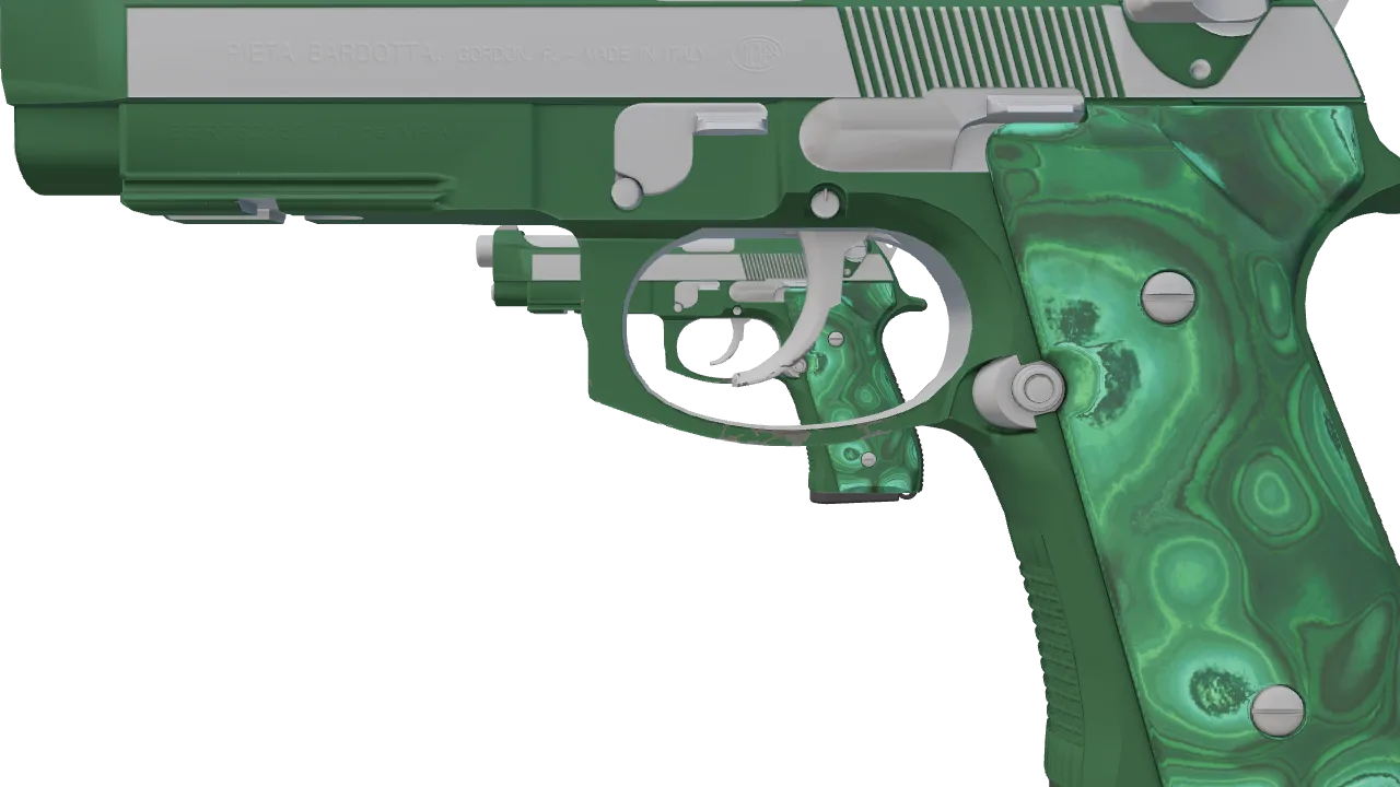 Dual Berettas | Polished Malachite (Factory New) — Dust II light, front