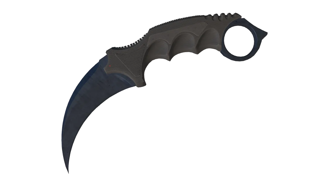 ★ Karambit | Blue Steel (Minimal Wear) — Dust II light, front