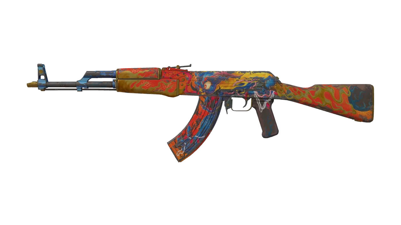 Souvenir AK-47 | Consequence of the Jinn (Well-Worn) — Dust II light, front