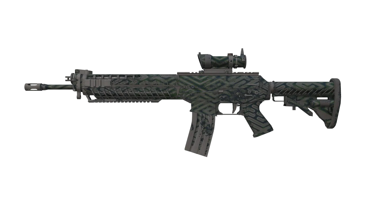 SG 553 | Barricade (Well-Worn) — Dust II light, front