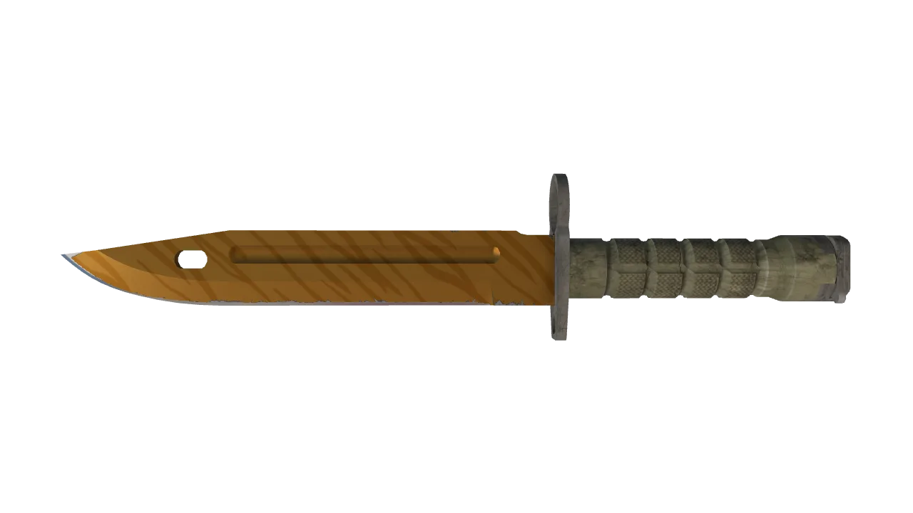 StatTrak™ ★ Bayonet | Tiger Tooth (Minimal Wear) — Dust II light, front