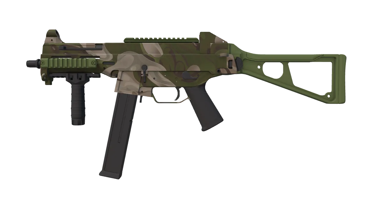 UMP-45 | Green Swirl (Factory New) — Dust II light, front