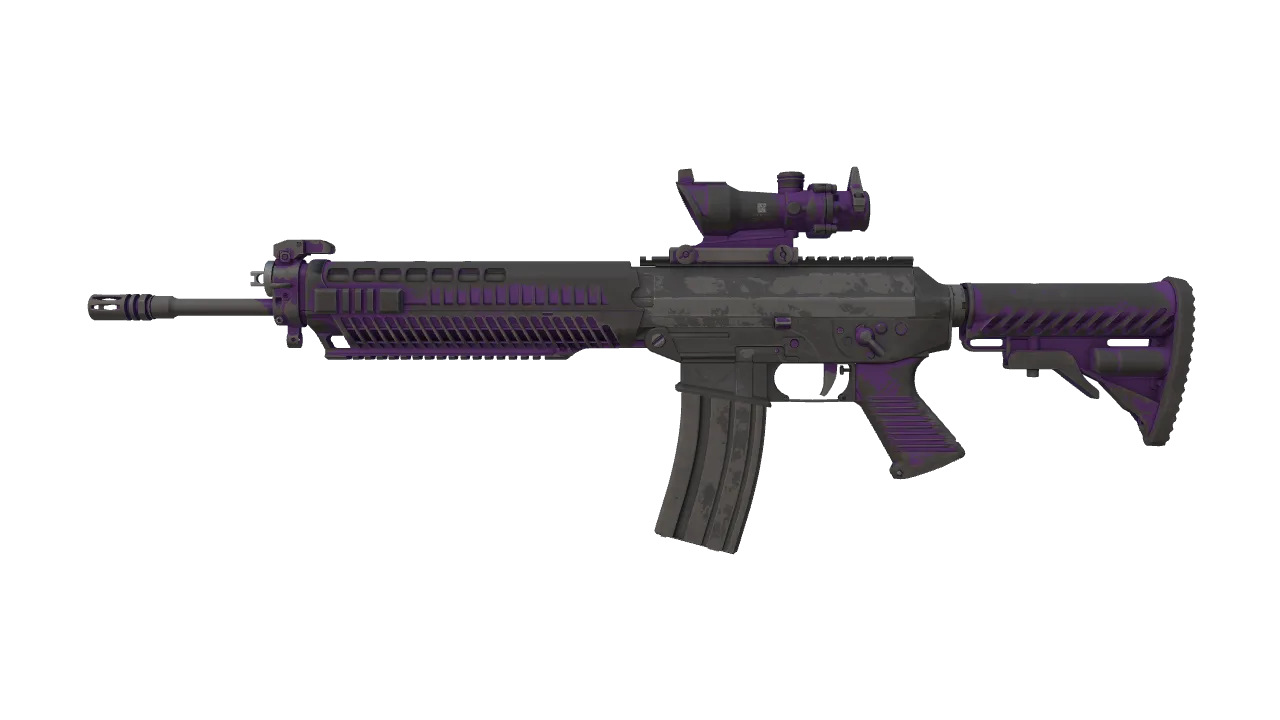 SG 553 | Ultraviolet (Battle-Scarred) — Dust II light, front