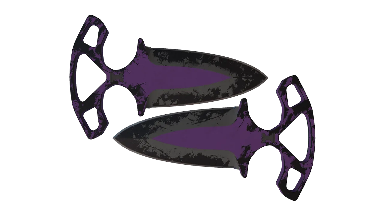★ Shadow Daggers | Ultraviolet (Battle-Scarred) — Dust II light, front