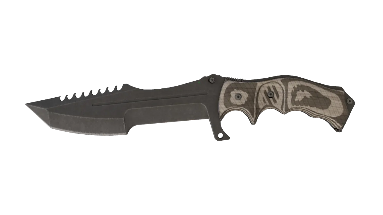 ★ Huntsman Knife | Black Laminate (Field-Tested) — Dust II light, front