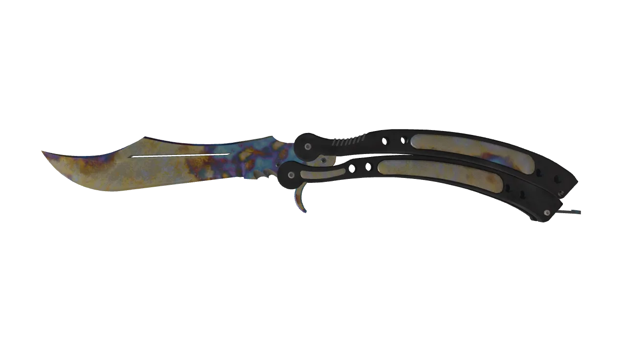 ★ Butterfly Knife | Case Hardened (Field-Tested) — Dust II light, front