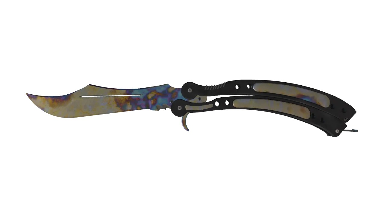 ★ Butterfly Knife | Case Hardened (Minimal Wear) — Dust II light, front