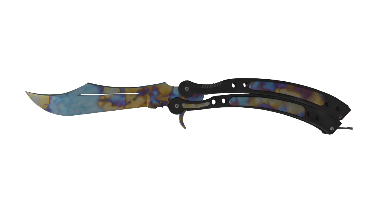 Butterfly Knife | Case Hardened seed #598, front