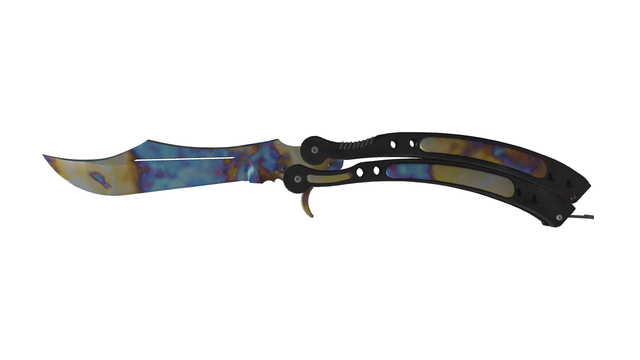 Butterfly Knife | Case Hardened seed #672, front